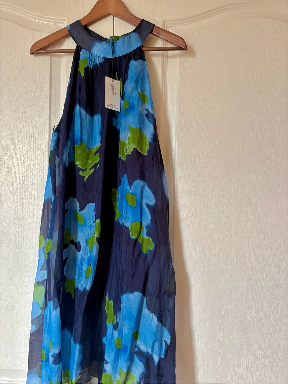 Blue Floral Halter Midi Dress